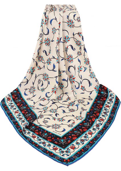 Siyah Kır Çiçeği Desen Ipeksi Eşarp modelleri