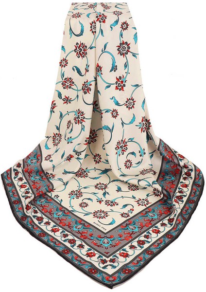 Gri Kır Çiçeği Desen Ipeksi Eşarp modelleri