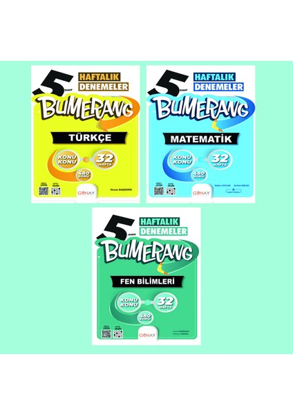 Gün&Ay Yayınları 5. Sınıf Bumerang Türkçe Matematik Fen Bilimleri Deneme Seti