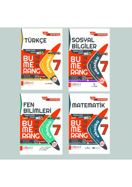 Gün&Ay Yayınları 7. Sınıf Bumerang Etkinlikli Türkçe Matematik Fen Bilimleri Sosyal Bilgiler Soru Bankası Seti