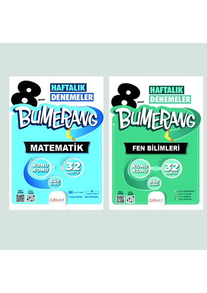 Gün&Ay Yayınları 8. Sınıf Bumerang Matematik ve Fen Bilimleri Deneme Seti