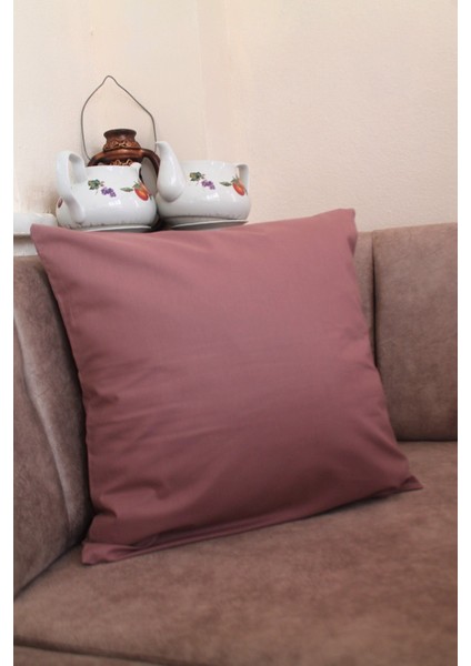 Koyu Gül Kurusu Premium Pamuklu Fermuarsız Kırlent Kılıfı 43X43CM fiyatları