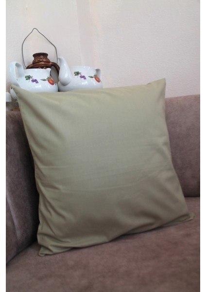 Yağ Yeşili Premium Pamuklu Fermuarsız Kırlent Kılıfı 43X43CM fiyatları