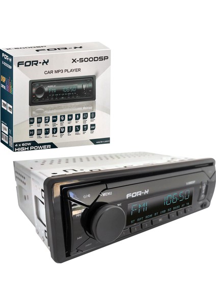 Oto Teyp 4X60W Bt/2xusb/sd/fm/aux Mobil Aplikasyon For-X X-500DSP