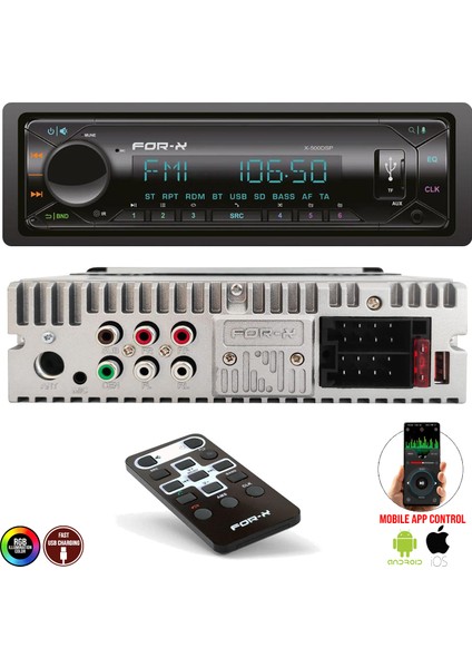Oto Teyp 4X60W Bt/2xusb/sd/fm/aux Mobil Aplikasyon For-X X-500DSP