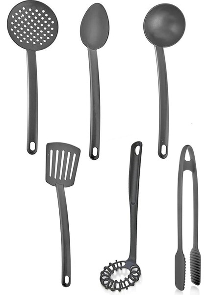 Hcb Ticaret 6'lı Yanmaz Yapışmaz Teflon Servis Set 220 Derece Da Lı Kepçe Kevgir Spatula Kaşık Çırpıcı Maşa fiyatları