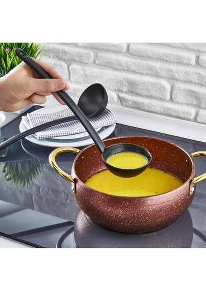 Hcb Ticaret 6'lı Yanmaz Yapışmaz Teflon Servis Set 220 Derece Da Lı Kepçe Kevgir Spatula Kaşık Çırpıcı Maşa modelleri