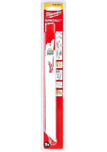 Kılıç Testere 200 mm Bi-Met Ahş.-Metal 5'li Pk. Genel Amaçlı 48005293