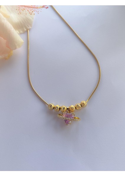 Çelik Taşlı Gezegen Kalp Kolye Gold fiyatları