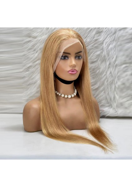 Marpessa Düz Front Lace Gerçek Tül Peruk - Altın Karamel - 70-75 cm