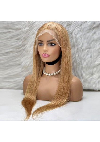 Marpessa Düz Front Lace Gerçek Tül Peruk - Altın Karamel - 70-75 cm
