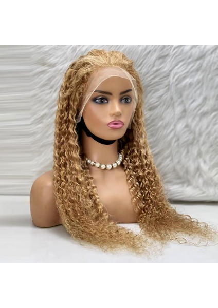 Marpessa Afro Dalga Front Lace Gerçek Tül Peruk - Altın Karamel - 70-75 cm
