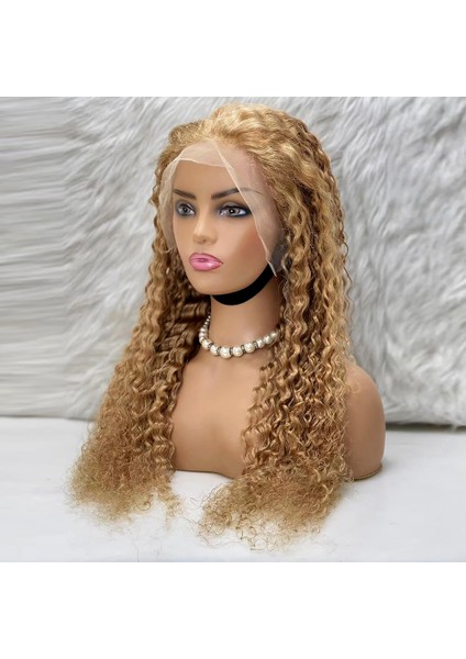 Marpessa Afro Dalga Front Lace Gerçek Tül Peruk - Altın Karamel - 70-75 cm