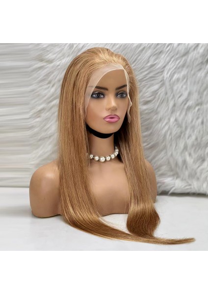Marpessa Düz Front Lace Gerçek Tül Peruk - Sıcak Karamel - 70-75 cm