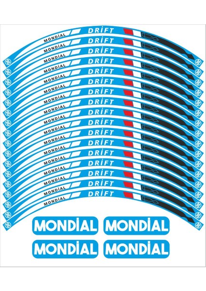 Mondial Drift L Jant Şeridi Mavi Detaylı