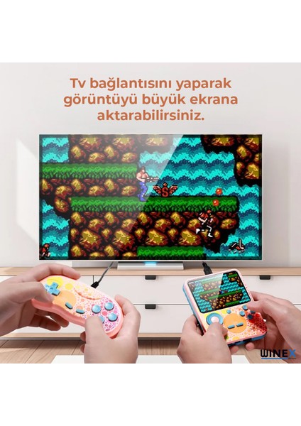 Winex G6 Retro 3.5 Inç Tv Bağlanan 2.joystickli Oyun Konsolu Mavi (666 Klasik Oyunlar)