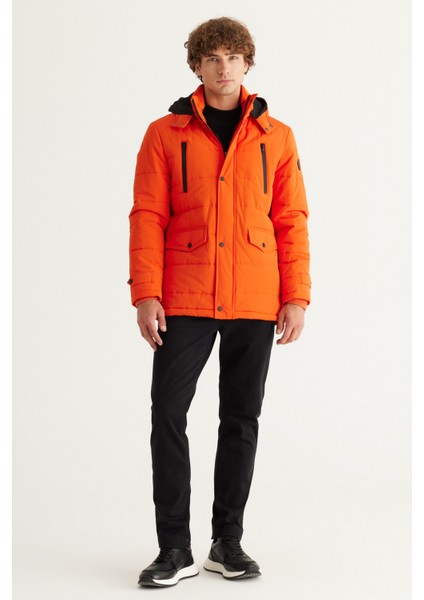 Erkek Turuncu Standart Fit Normal Kesim Dik Yaka Soğuk Geçirmez Outdoor Kaban fiyatları