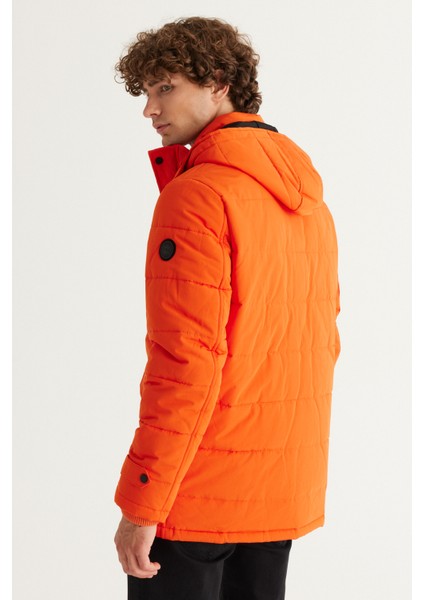 Erkek Turuncu Standart Fit Normal Kesim Dik Yaka Soğuk Geçirmez Outdoor Kaban indirimleri