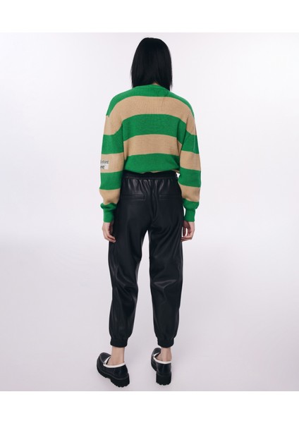 Deri Görünümlü Jogger Pantolon