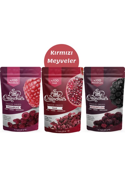 Freeze Dried Kırmızı Meyveler - Frambuaz, Nar, Böğürtlen Dondurularak Kurutulmuş Karma Paket