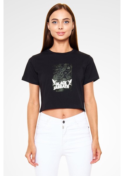 Black Sabbath Siyah Crop Top Tişört