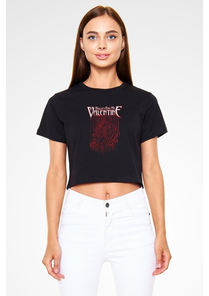 Bullet For My Valentine Siyah Crop Top Tişört