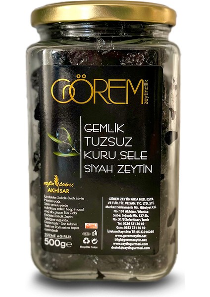 Tuzsuz Gemlik Cins Kuru Sele Zeytin 500 gr.