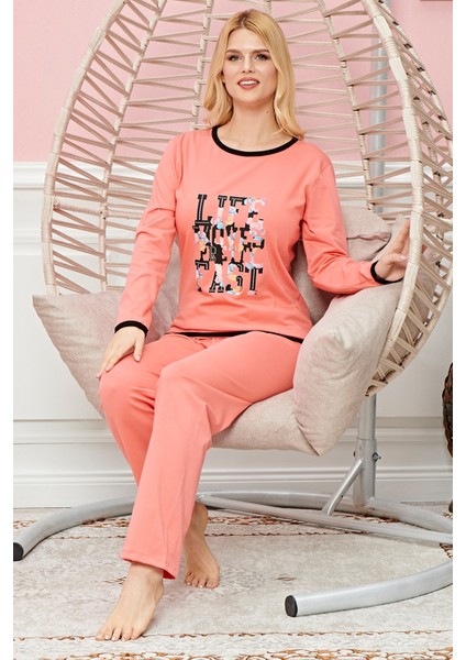 Bayan Uzun Kollu Pijama Takımı Model No 7601