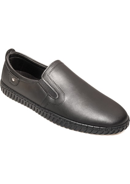 Erkek Siyah Suni Düz Deri Bacıksız Günlük Spor Çarık Ayakkabı modelleri