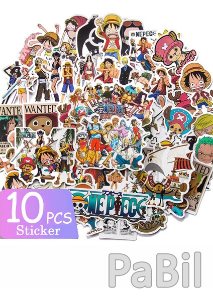 One Piece Anime Manga Figürleri Sticker - Çıkartma - Etiket - 10 Adet