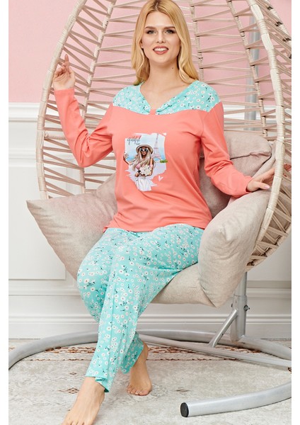 Bayan Uzun Kollu Pijama Takımı Model No 7620
