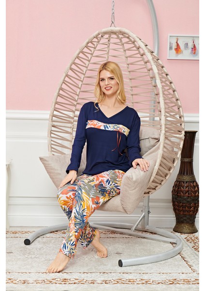Bayan Uzun Kollu Pijama Takımı Model No 7572