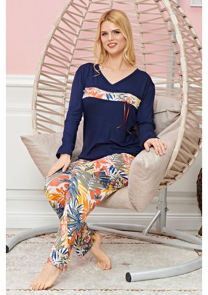 Bayan Uzun Kollu Pijama Takımı Model No 7572