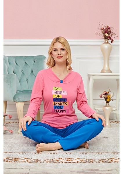 Bayan Uzun Kollu Pijama Takımı Model No 7598