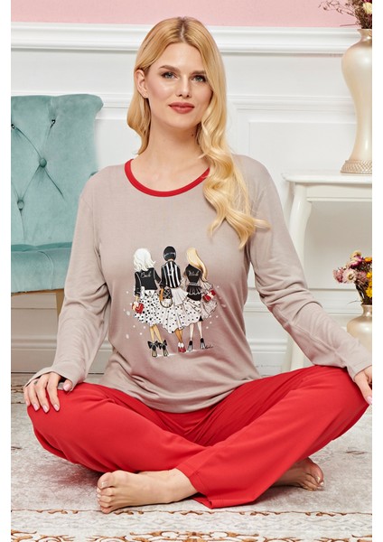 Bayan Uzun Kollu Pijama Takımı Model No 7619
