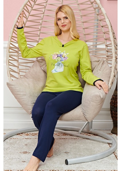 Bayan Uzun Kollu Pijama Takımı Model No 7573