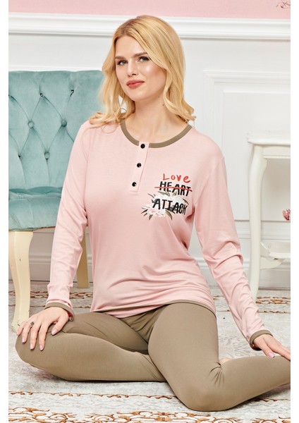 Bayan Uzun Kollu Pijama Takımı Model No 7607