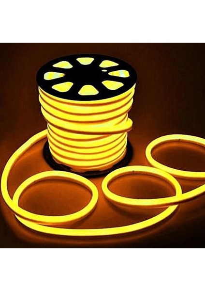 Neon Esnek Hortum Şerit LED Amber Rengi + 220V Fiş 2,3,4,5,10,15,20,25,50,100 Metre