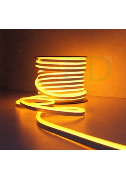 Neon Esnek Hortum Şerit LED Amber Rengi + 220V Fiş 2,3,4,5,10,15,20,25,50,100 Metre