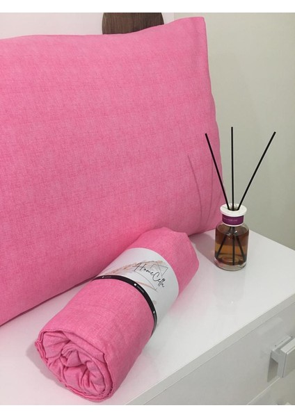 Çift Kişilik Lastikli Çarşaf Pembe