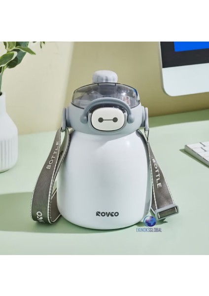 Çocuk Boyun Askılı Pipetli Paslanmaz Çelik Termos 1000 ml