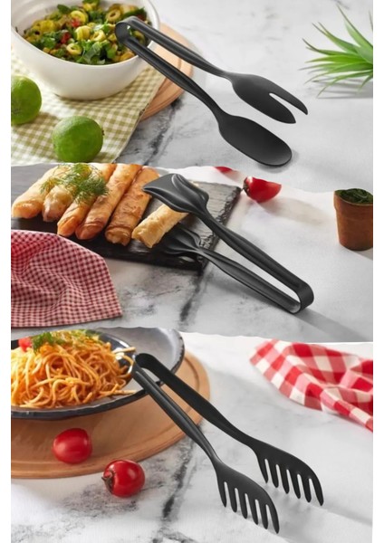 6 Adet Isıya Dayanıklı Silikon Spatula Seti ve 7'li Yanmaz Teflon Kaplama Kepçe Mutfak Maşa Seti