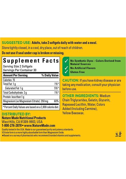 Magnesium Citrate 250 mg 60 Softgel fiyatları