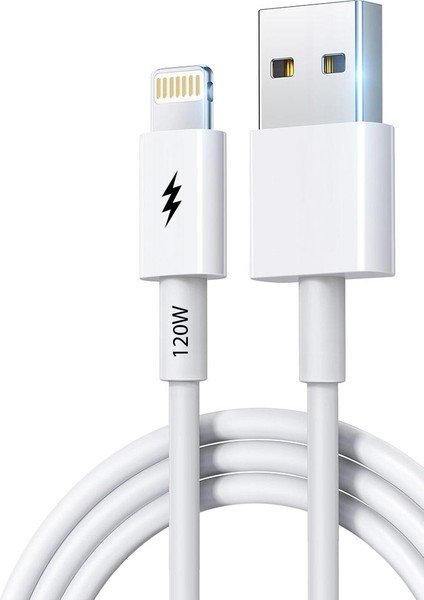 BN96 iPhone Uyumlu 2 Metre Lightning Kablo 120W Süper Hızlı 6 Amper Ultra Kalın Şarj Data Kablosu