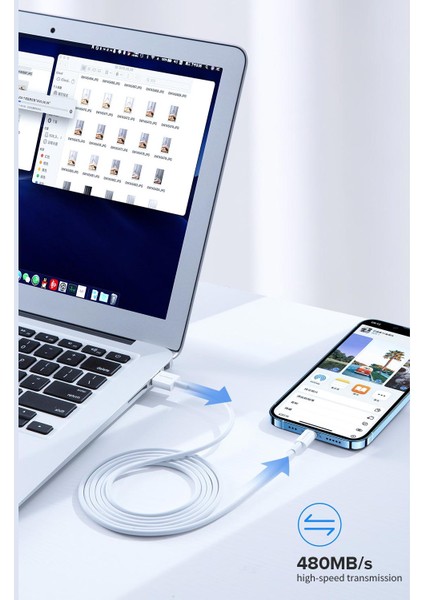 BN96 iPhone Uyumlu 2 Metre Lightning Kablo 120W Süper Hızlı 6 Amper Ultra Kalın Şarj Data Kablosu