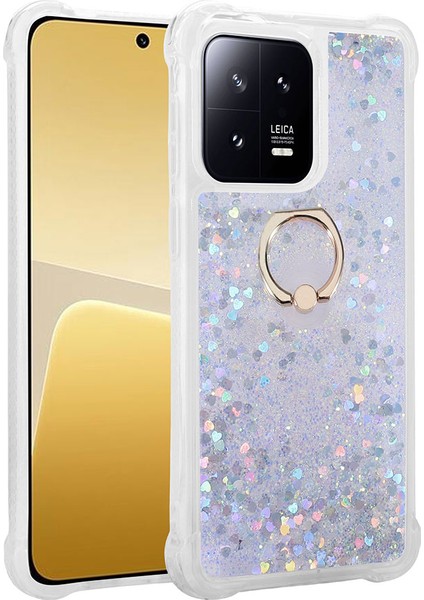 Xiaomi Mi 13 Pro Kılıf Milce Yüzüklü Akışkan Sıvılı Silikon + Ekran Koruyucu