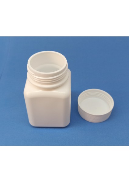 50 ml Şişe Kare Numune - İlaç - Tarım - Ecza - Tablet - Hap - Kapsül Plastik Kutu Şişesi