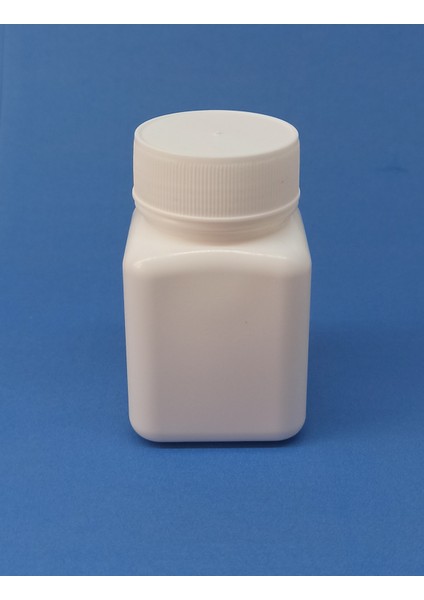 50 ml Şişe Kare Numune - İlaç - Tarım - Ecza - Tablet - Hap - Kapsül Plastik Kutu Şişesi