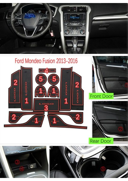 Ford Mondeo 2013 - 2016 Araç Içi Silikon Kaymaz Ped Kaplama Seti