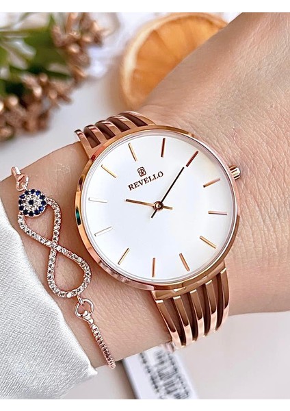 BLKT.2.615 Revello Elite Model Bronz/rose Özel Renk 30 mt Su Geçirmez+Bileklik Lady Wristwatch